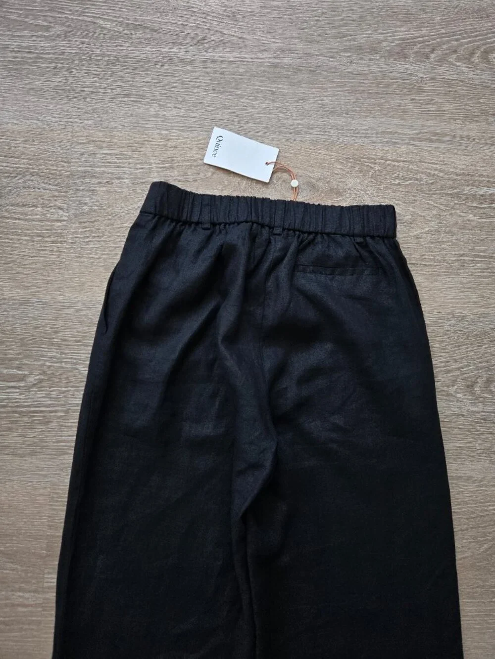 Quince 100% European Linen Pleated Trousers Black High Rise Size 0 New With Tags